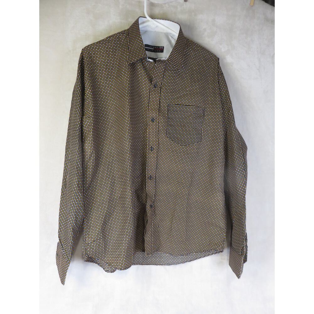 Vintage Tommy Hilfiger SG Shirt Men's Size 16.5 Geometric Button Up Long Sleeve